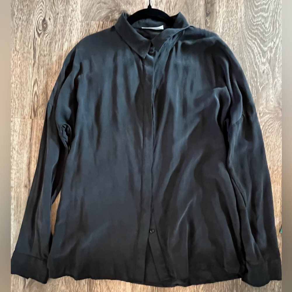 ANINE BING Silk Button Down Black Size L